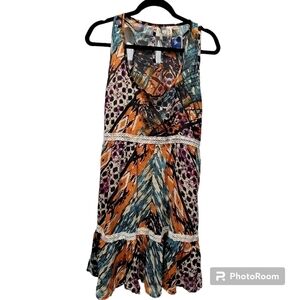 NWT Large Colorful Lace Liner Dress Boho Cottagecore Beach VCAY Midi